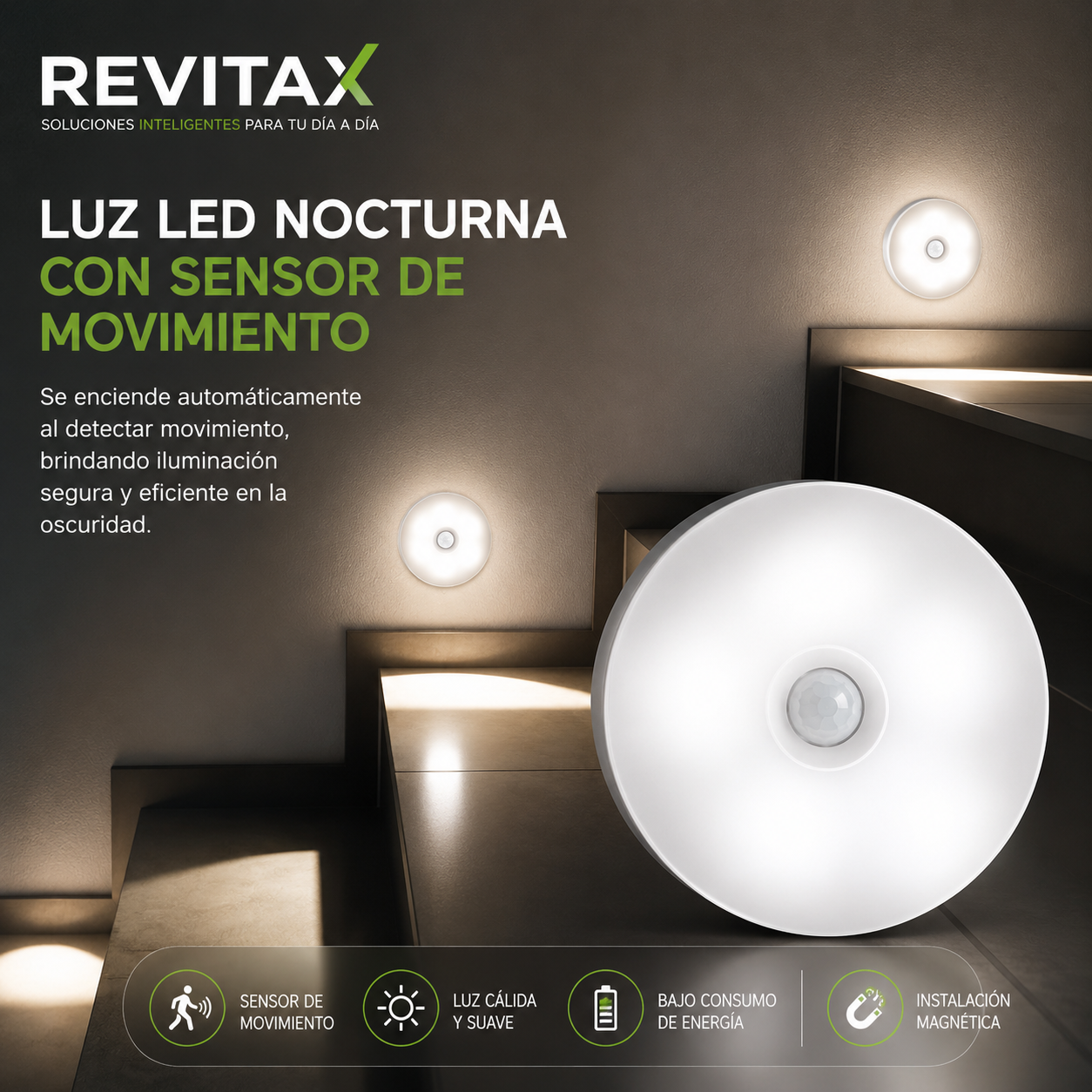 Luz LED nocturna con sensor de movimiento
