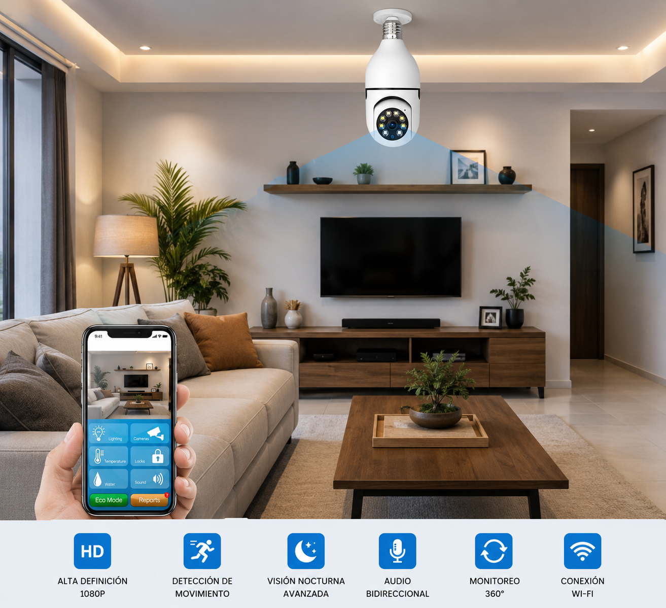 Camara Foco De Seguridad Hd Panoramica