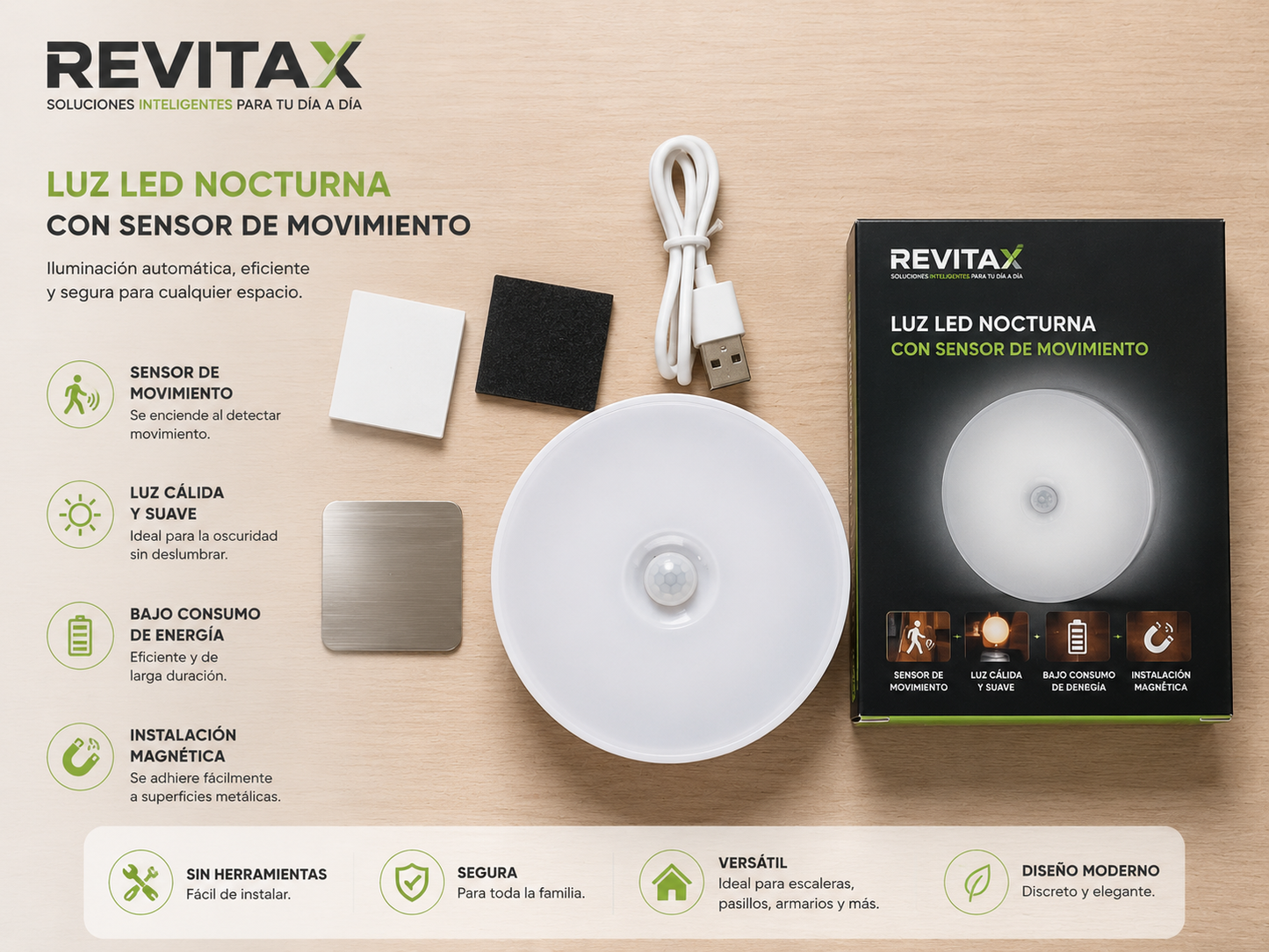 Luz LED nocturna con sensor de movimiento