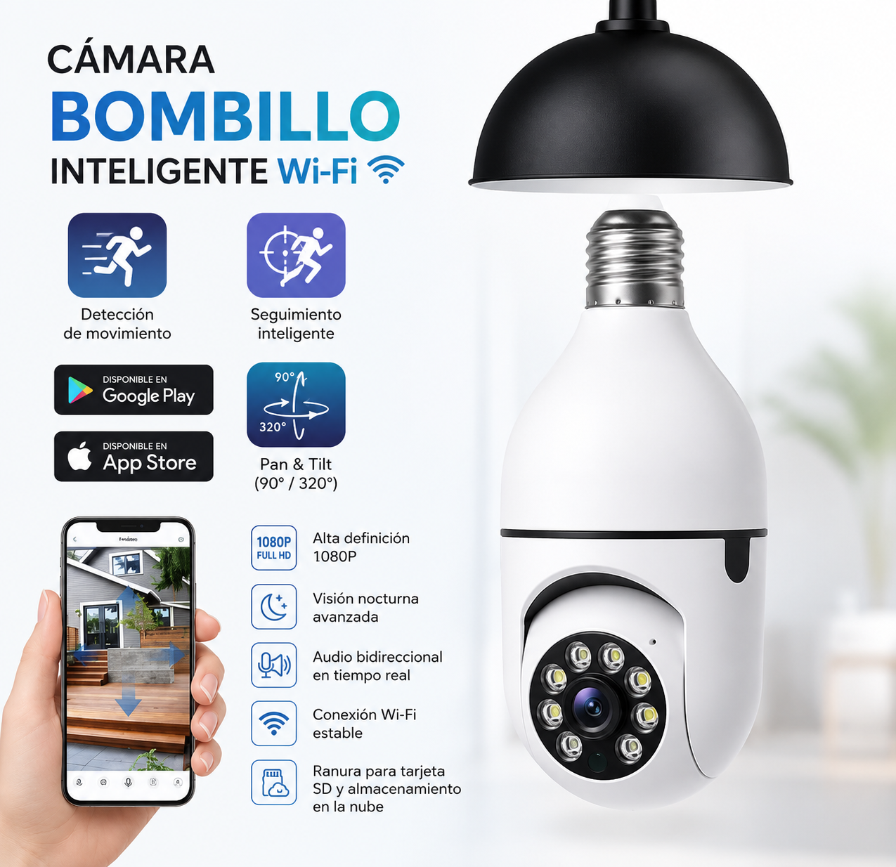 Camara Foco De Seguridad Hd Panoramica