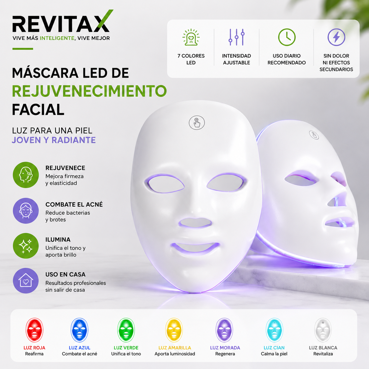 Máscara LED de Rejuvenecimiento Facial