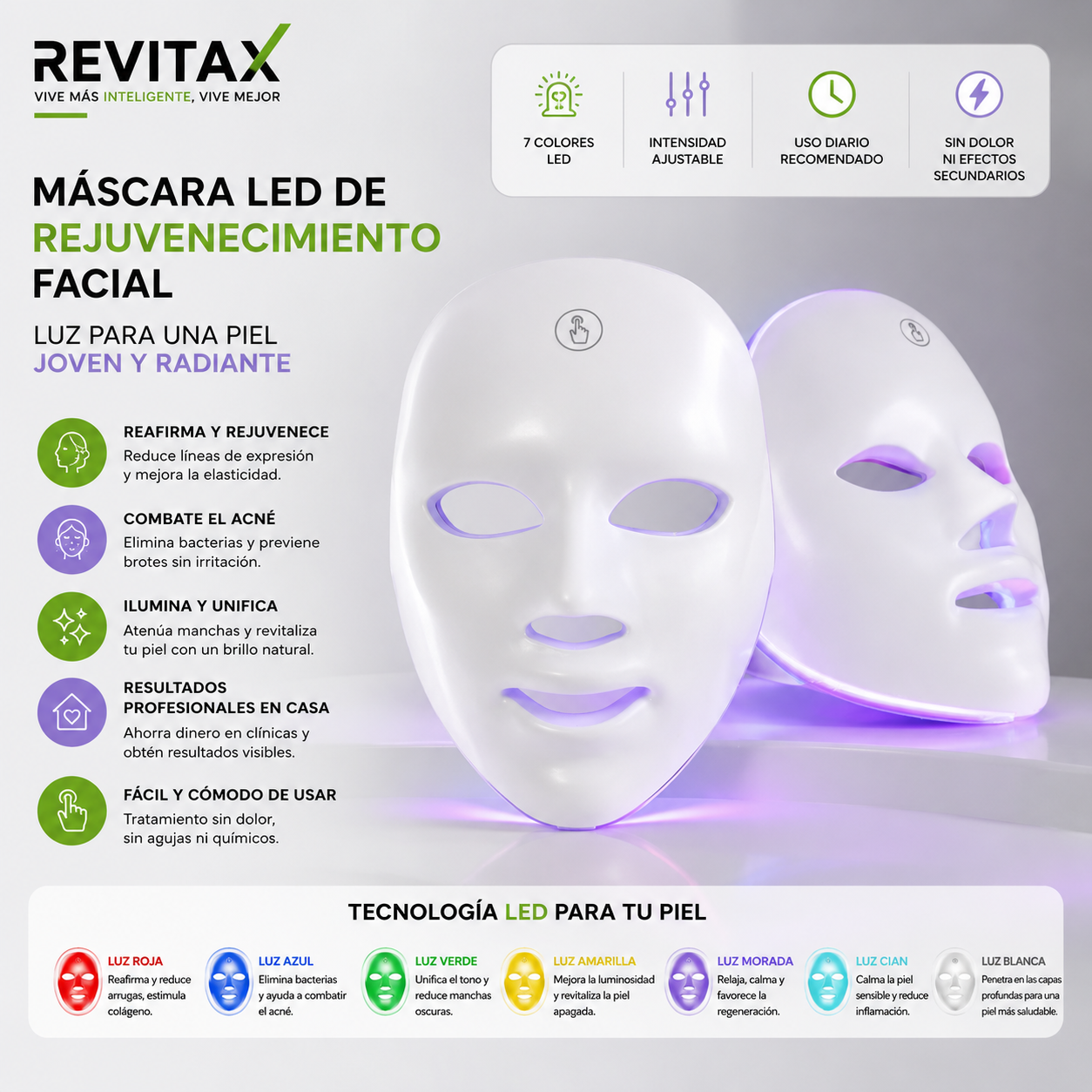 Máscara LED de Rejuvenecimiento Facial