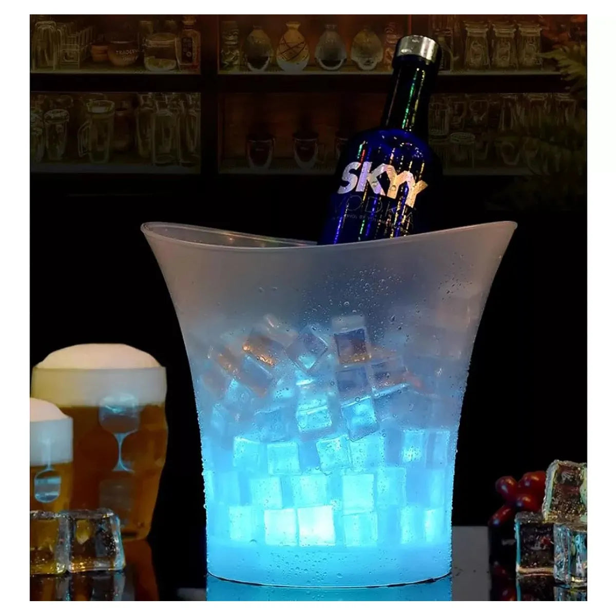 Hielera con luz y parlante Bluetooth