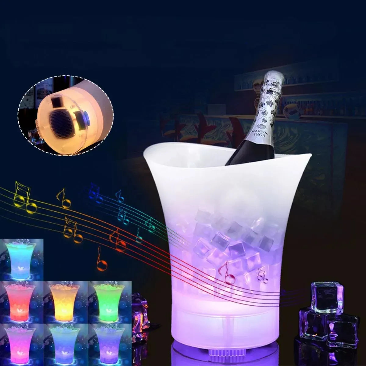 Hielera con luz y parlante Bluetooth